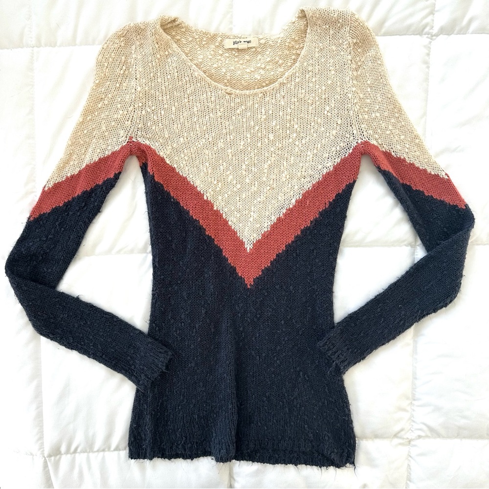 Pink Rose Striped Sweater